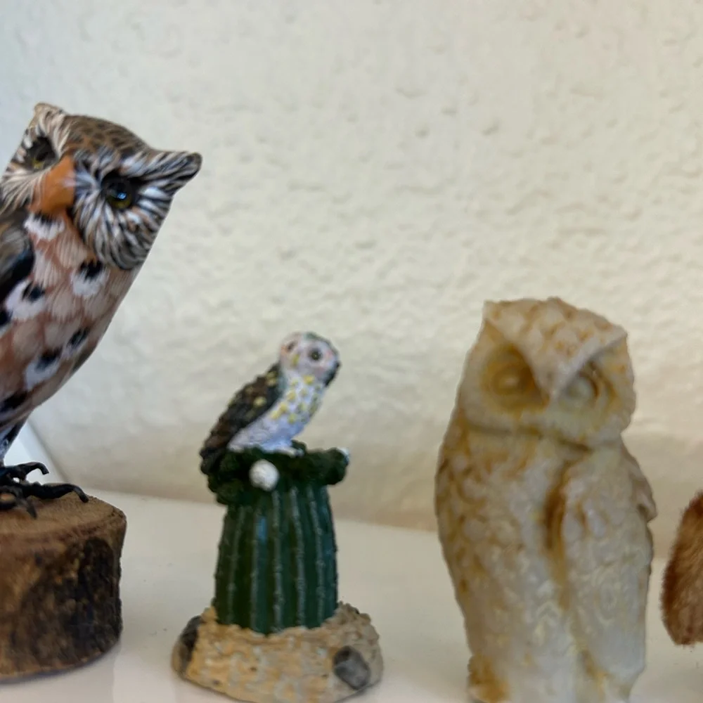 Vintage Charming Owl Figurine Set bundle deal Multicolor Home Decor collectible